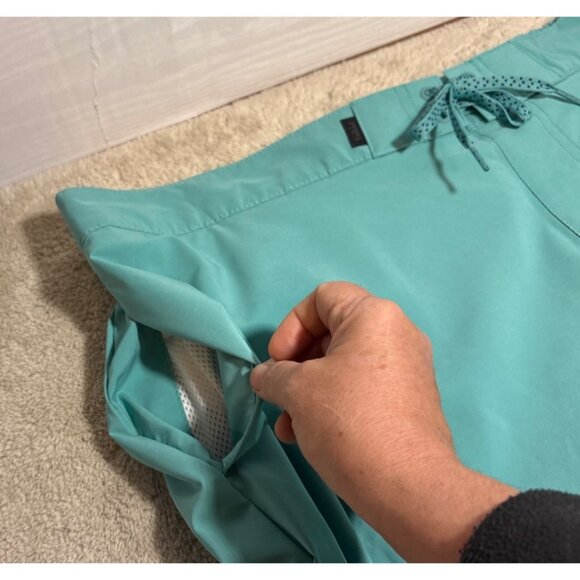 Far West Swim Shorts Mens Turquoise Drawstring 2XL Elastic Waist Pocket Lining - Picture 3 of 10